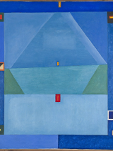 Na zdjęciu obraz Jerzego Nowowiejskiego zatytułowany "Błękitna (niebieska) abstrakcja" z 1965 roku