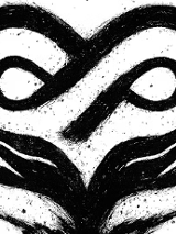 Czarno-biała ilustracja przedstawiająca szkic prezentujący dwie dłonie uniesione ku górze, podtrzymujące kształt serca utworzony z symbolu nieskończoności.