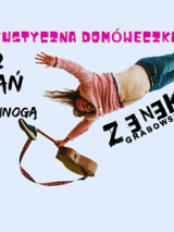 Plakat koncertu Zenek Grabowski - koncert akustyczny. Postać artysty jakby zawieszonego w powietrzu z gitarą w rękach.