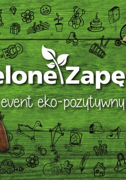 na zielonym tle rysunki różnych przedmiotów oraz kilka kolorowych zdjęć artykułów codziennego użytku
