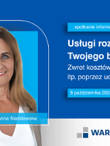 Grafika zapraszająca na szkolenie "Usługi rozwojowe dla Twojego biznesu"