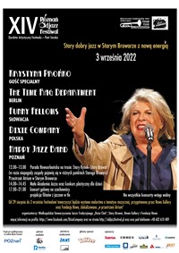 Festival poster - photo of one of the artists and information about the festival events.