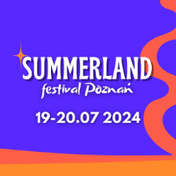 Festival poster - name and dates of the Festival on blue and orange beckground.