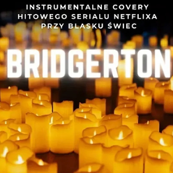 Photo of numerous lit candles in yellow colours and the title of the event.