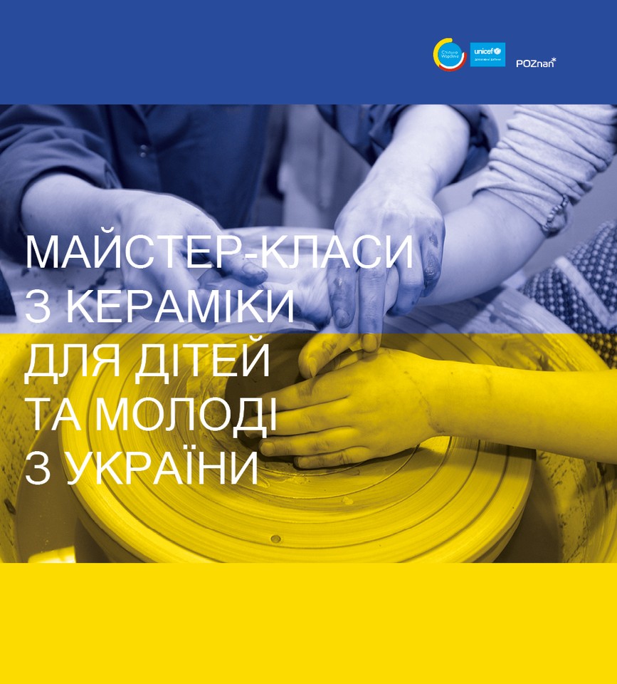 Photo of hands doing ceramic works in yellow and blue colours.