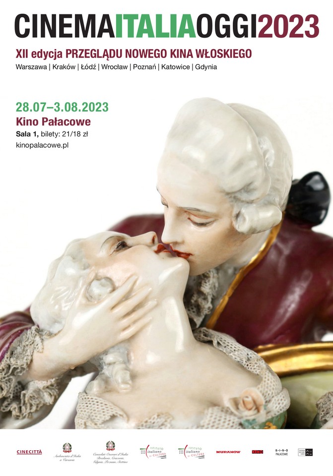 Event poster - photo of two porcelain figures kissing.