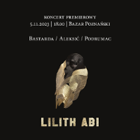 Concert poster in black and golden colours with information about the event.