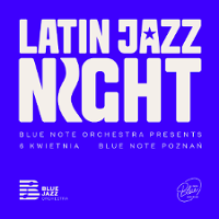 Concert poster: white title of the concert on blue background.