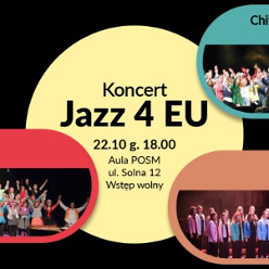 Concert poster with information about the event and small pictures of three choirs.