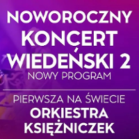 Concert poster in violet and white colours - information about the event.