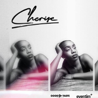 Two black and white photos of Cherise, who is leaning her head with her hand and looking into the distance.