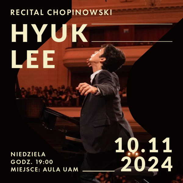 Concert poster with photo of Hyuk Lee on stage and information about the event.