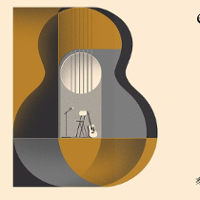 Part of the concert poster: the drawing of a guitar.
