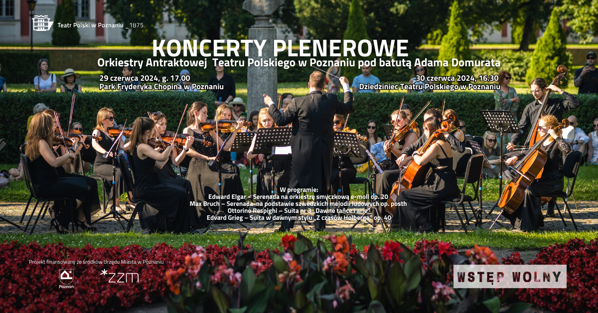 Photo of the orchestra playing an open-air concert.