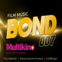 Concert poster in black, golden and violet colours with title of the concert and information about the event.