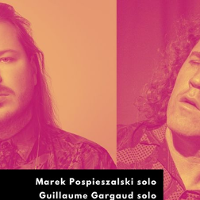 Part of photos of two men in orange and claret colours.