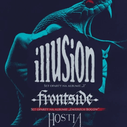 Concert poster with bands' names.