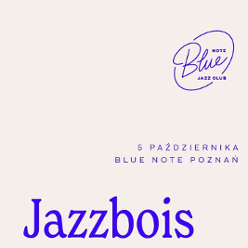 Blue and white concert poster with information about the event.