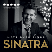 Concert poster - black and white photo of Matt Dusk and the title of the concert