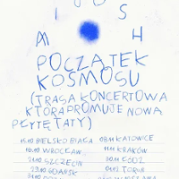 Concert tour poster: blue text on white background - the title of the tour and information about it.