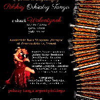 Concert poster - information about the event and a photo of a dancing couple