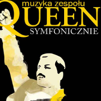 Concert poster with a drawing of Freddie Mercury with his one hand up.
