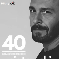 Black and white photo of Sławek Uniatowski's face, on the left white number '40'.