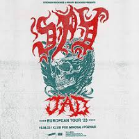 Concert poster with information about the event. In the middle green skull.