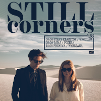 Concert poster: photo of a young woman and a young man on a desert.