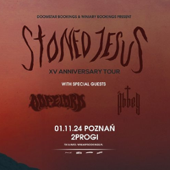 Concert poster with information about the event. Brown background.