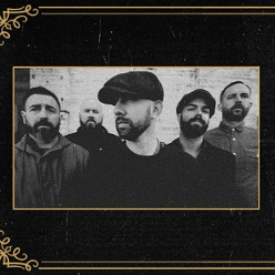 Black and white photo of The Rumjacks band.