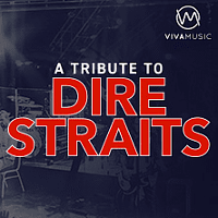 Concert poster: red inscription "Dire Straits" and smaller white inscription "A tribute to" on a black background.
