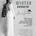 Concert poster - black and white picture of the singer in elegant white dress and information about the event.