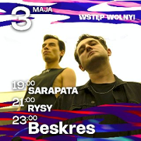 Concert poster: photo of Beskres band and information about concerts.