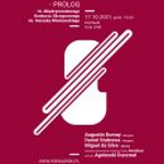 Graphics showing a violin on a maroon background. White inscriptions with information about the concert.