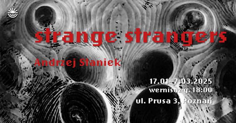 Exhibition poster: black and white abstract photo and information about the event.