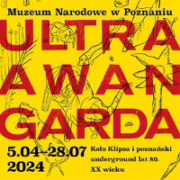 Red text (title of the exhibition) on yellow background. In the bottom information about the exhibition.