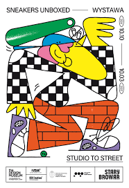 Exhibition poster - abstract colourful picture of a person.