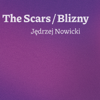 Exhibition poster - white lettering on the violet background