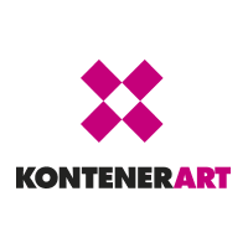 KontenerArt logo: four purple squares linked with their tops, under them - the name of the place: KontenerArt.