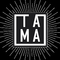 Black and white logo of the club - white text (the name of the club) in a frame on black background
