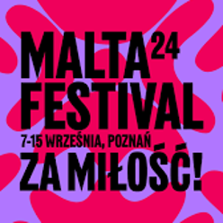 Festival poster: black text (the title of the Festival) on red and violet background.