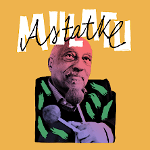 Picture of the artist - a man holding a microphone on the yellow background