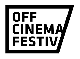 Black captions - the name of the festival in a black frame, which resembles a clapperboard