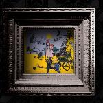 On a black background in a silver frame you can see one of the paintings from Jerzy Piotrowicz's Gallery