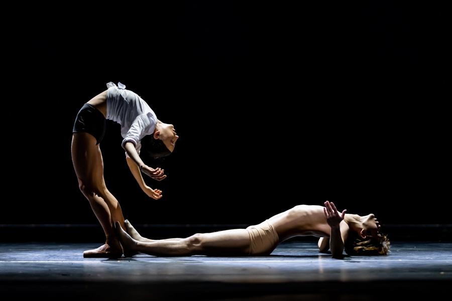 A picture from a ballet performance - a woman and a man in a dance pose
