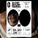 Poster of the Festival - two black oval circles on white background, in one- a face of an elderly woman. Black captions with information about the event.