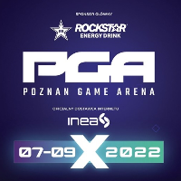 Event poster - information about PGA on a violet background.