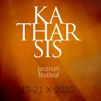 Festival poster: the title of the festival on an orange-brown background.