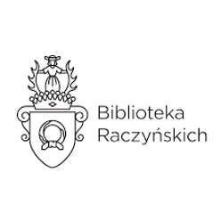Black and white drawing resembling a shield with ornaments and the library's name.